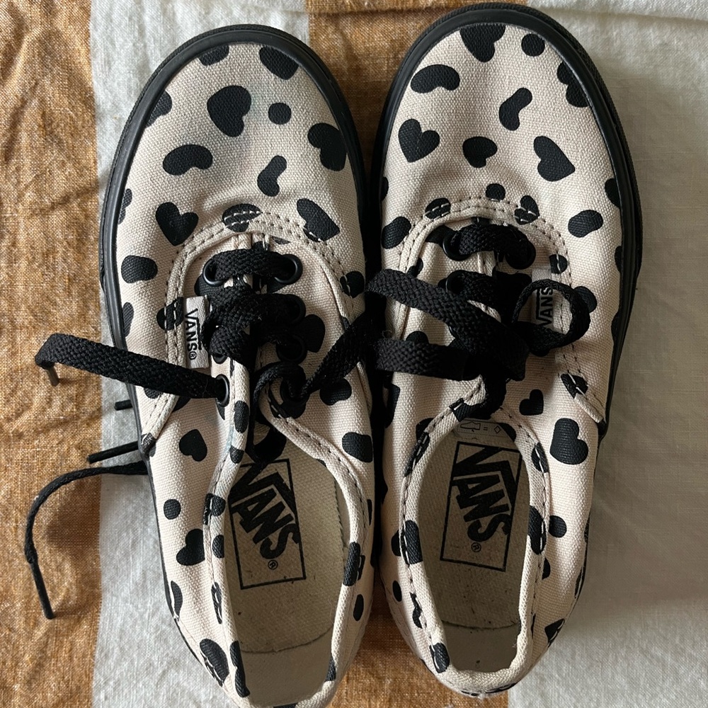 Vans Kids' Black and White Heart Sneakers